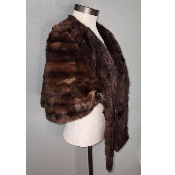 Vintage Day-Jones Dark Brown Mink Fur Stole Shoulder Wrap - Picture 5 of 14